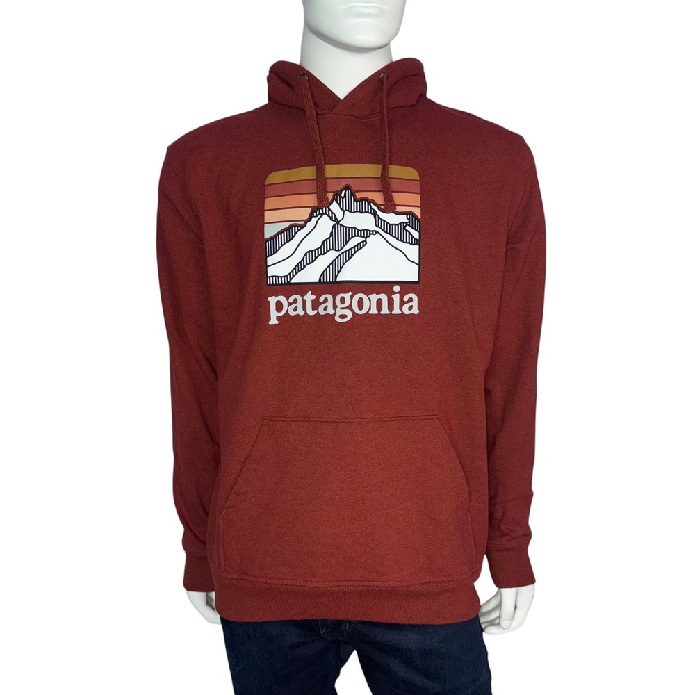 Patagonia Uprisal Hoody Mens Large Barn Red Fitz Roy Mountain Graphic 39584